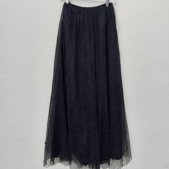 Vtge Black Mesh/Tulle Maxi Skirt Fairygrunge Dark Balletcore/Princess WhimsiGoth - Picture 1 of 15